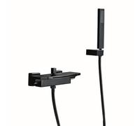 Grifos Mezcladores de Baño Modernos con Ducha Grifos Mezcladores de Baño Negros Montados En La Pared con Ducha Tipo Cascada Grifo Mezclador de Baño de Agua Caliente O Fría con Ducha Color Negro
