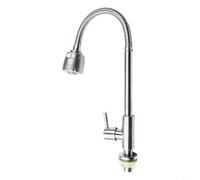 Grifos mezcladores de cocina de acero inoxidable con cabezal de pulverización extraíble giratorio de 360 grados grifo frío de una sola manija