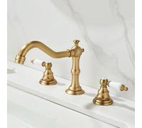 Grifos mezcladores de lavabo de doble palanca cromados vintage, grifo de lavabo de baño de 3 agujeros con controles de agua fría y caliente de latón, grifos mezcladores elegantes para baños modernos