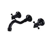 Grifos mezcladores murales para Lavabo, grifos mezcladores para Fregadero, grifos de latón para bañera, grifos para Lavabo de baño, grifos con manija en Cruz para Lavabo de baño, Estilo Antiguo (neg