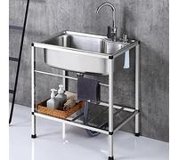 Grifos mezcladores para Fregadero de Acero Inoxidable Uso General Cocina un Solo tazón Comercial 304 Exteriores con Grifo Independiente lavandería Patio Garaje Camping Lavado Manos