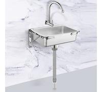 Grifos mezcladores para Fregadero de Pared Cocina un Solo tazón con Montaje en Acero Inoxidable Grifo y Soporte estación Lavado Manos Comercial Restaurante