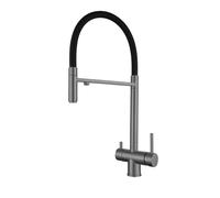 Grifos mezcladores para Fregadero Grifo de Cocina extraíble 3 vías Gris en 1 con caño Flexible Filtro Agua Potable y rociador Accesorio versátil fácil Uso.