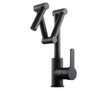 Grifos mezcladores para Fregadero Grifo de latón llenado ollas Mezclador Plegable Cocina extensión 3 Brazos Montaje en Cubierta Agua Caliente y fría manija única Acabado Negro Dise