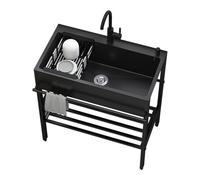 Grifos mezcladores para Fregadero Juego de Acero Inoxidable con Grifo y dispensador jabón Uso en Interiores Exteriores cocinas comerciales garajes.