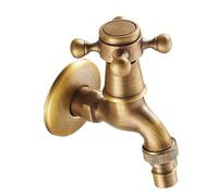 Grifos Para Exteriores Grifo de jardín largo for uso en el hogar, grifo grúa con acabado latón antiguo, agua for lavadora montado la pared for baño(Short A)