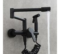 grifos para Fregadero de Cocina, grifos mezcladores de Cocina de latón con aerógrafo Plegable montado en la Pared, Agua fría y Caliente, Color Negro