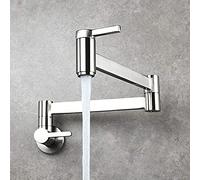 Grifos para llenado de ollas de Cocina montado en la Pared,Grifo de Agua fría Universal Grifo de Agua fría telescópico Multifuncional Doble manija,Grifo de Cocina Fregaderos de Cocina Grifo-Dorado