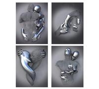 Grigio Abstract Metal Wall Decor, 3D Effect Wall Art, Figura Scultura Tela Pittura Appesa Nucleo Di Tela, Modern Wall Art Decor per Ufficio Decorazione Della Casa(30 * 40cm)