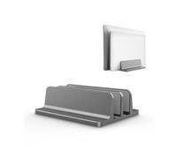 (grigio) Soporte vertical doble para computadora portátil, en aluminio, portátil, regulable, para computadora