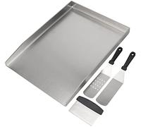 GriHero Plancha universal de acero inoxidable de 40 x 30 cm, con espátula, juego de accesorios para Weber, barbacoa de carbón y la mayoría de barbacoas de gas