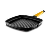 CASTEY - Grill Asador de Inducción, 27 cm, Modelo 8-G27, Color Amarillo, Mango Desmontable, Sartén Antiadherente de Aluminio, Distribución Homogénea del Calor, Fácil de Limpiar