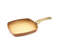 Grill Amercook Terracotta Rayado (28 cm) de aluminio forjado y acabado de polvo de piedra. Apto para todo tipo de cocinas, incluida inducción. Sin PFOA.