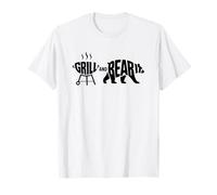 Grill and Bear It Funny Dad Father Papa Barbacoa Texto Oscuro Camiseta