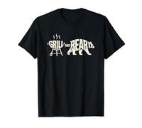 Grill and Bear It Funny Dad Padre Papa Barbacoa Tipografía Camiseta