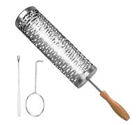 Grill Basket, Stainless Steel Kitchen Gadget with Detachable Handle, Rolling Grill Basket for Vegetables, Ideal Men, Dads, and Fathers, Perfect Birthday, Outdoor Cooking, and Camping