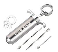 Grill BEAST - Kit de inyector de carne de acero inoxidable 304 con barril de gran capacidad de 2 onzas y 3 agujas profesionales de adobo