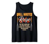 Grill Master Recipe Funny BBQ Pit Master Grill Grunge Camiseta sin Mangas