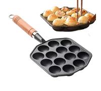 Grill Pan for Indoor Cooking - 14 Holes, Non-Stick Cast Iron Takoyakii Tray, Octopus Ball Grill Pan for Stove Top Cooking | Outdoor Camping, BBQ, Kitchen Baking, Meatballs & Home Baking Accessories