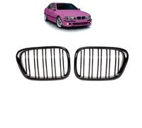 Grill Parilla Delantera Doble Listón ABS Negro Brillante Para BMW 5 E39