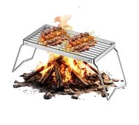 Grill Rack, plegable Cooking Grid Tool, Portable Steel Griddle Base, Ideal para yardas, Gathering, Backpacking, Fire Pit, Fishing, Mushroom, Vegetable and Chicken