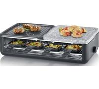 SEVERIN - Raclette grill con piedra natural y placa de grill con 8 sartenes con revestimiento antiadherente 1300 W Negro RG 2366