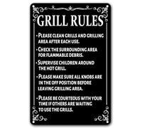 Grill Rules Please Clean Grills and Grilling Area After Each Use BBQ Deck Novelty Retro Metal Tin Sign Funny Wall Decor Garage Bar Patio Living Room 8x12 Inch