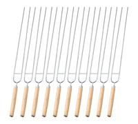 Grill Skewers Sticks, Reusable Stainless Steel Skewers, Long Metal Grill Picks, with Wooden Handle for Chicken Beef Shrimp Veggies, Outdoor Camping Bbq, 14.17x0.98 Inches