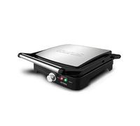 Taurus Asteria - Grill y plancha de asar, 2200W, placas de 28 x 22 cm, parrilla eléctrica con regulador de temperatura, apertura 180º, asa de toque frío, antiadherente libre de PFOA, Negro/Inox