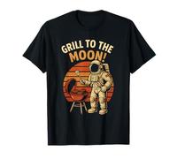 Grill to the Moon Astronauta BBQ Funny Space Humor Cookout Camiseta