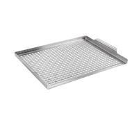 Grill Topper Pan, Stainless Steel Camping Grill Grate Replacement, 14.38x11.47x2.13in, Non-Stick surfaces with Drainage Holes, Heat-Resistant, Ideal for BBQ, Family Dinners, Garden
