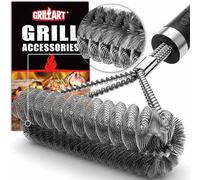 GRILLART Grill Brush [Wire + Helix] Combined BBQ Brush - Safe & Efficient Grill Cleaning Brush - 18" Grill Cleaner Brush Scrubber for Gas/Porcelain/Charbroil Grates - BBQ Accessories Gifts for Men/Dad