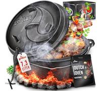 grillas® Set de Olla Holandesa | Dutch Oven | Horno Holandés de Hierro Fundido Esmaltado | Cazuela con Tapa y Asas
