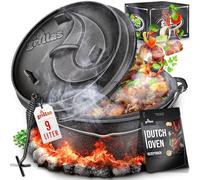 grillas® Set de Olla Holandesa | Dutch Oven | Horno Holandés de Hierro Fundido Esmaltado | Cazuela con Tapa y Asas