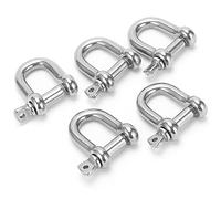 Grillete en D, 5 uds., Grillete de anclaje con pasador de tornillo M18 con pasador de tornillo, acero inoxidable 304, grillete de anillo en D resistente para cadenas de elevación de cable