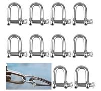 Grillete en Forma de D, 10 piezas Grillete D, Grillete con Anilla en D de Acero Inoxidable, Grillete de Acero Inoxidable M6, para Aparejos Grilletes de Cadena de Cable