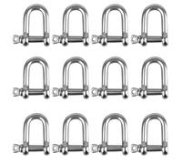 Grillete en Forma de D, 12 Piezas de Acero Inoxidable M4 Con Anilla, Recto para Aparejos de Cadena de Cable