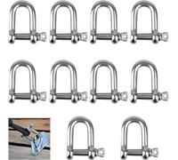 Grillete en forma de D, grillete M6 de acero inoxidable, grillete con anillo en D de acero inoxidable 304, grilleteD recto, para aparejar grilletes de cadenas con cuerdas de acero, 10 piezas