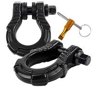 Grilletes GearAmerica UBER con bloqueo antirrobo (2PK) Negro | 36.000 kg (40T) de fuerza | Pasador UBERLock 22 mm + Arandelas | Conecte la correa de remolque para la recuperación fuera de la carretera