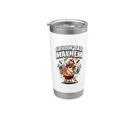 Grillin Dad Mayhem Bbq Broma Padres Parrilla Humor Día Vaso térmico de acero inoxidable de doble pared