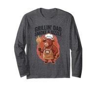 Grillin Dad Smoke & Sizzle BBQ Humor Grilling Champ Chistes Manga Larga