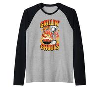 Grillin´with Ghouls Funny BBQ Skeletons Halloween Camiseta Manga Raglan