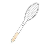 Grilling Basket - Fish Holder BBQ Net | Foldable Locking Metal Grid | 16.9x6.1 Inch Basket, Long Anti-Scald Wooden Handle, 26.7 Inch Overall, For Charcoal Gas Grill Camping & Seafood