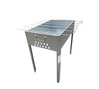 Grillpaul Parrilla de pie con pinchos, parrilla para shashlik, parrilla de pie para shashlik 50x30x50cm incl. 6 pinchos de acero inoxidable y parrilla