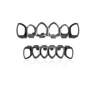 Grills Frontales Abiertos, Juego de 6 Grillz Superiores e Inferiores Estilo Hip Hop, Fundas Dentales Chapadas en Oro para Hombres y Mujeres Raperos(Black)