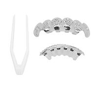 Grillz Braces, juego de rejilla de dientes de hip hop brillante, soporte de diamante de microset, soporte de decoración de dientes de maquillaje reutilizable, juego de decoración de dientes (Dinero)