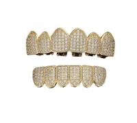 Grillz De Diamante Con Personalidad De Hip Hop Callejero Para Mujeres Y Hombres, Gorras Para Dientes Para Fiestas De Cosplay, Accesorios De Joyería, Disfraz De Rapero(Gold)