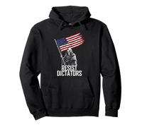 Grim Reaper con bandera de Estados Unidos resiste dictadores políticos grunge Sudadera con Capucha