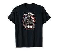 Grim Reaper Death Skeleton Halloween American Flag Camiseta