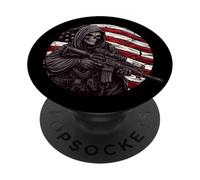 Grim Reaper Death Skeleton Halloween American Flag PopSockets PopGrip Adhesivo